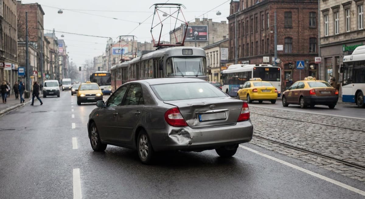 Fahrzeug mit Heckschaden nach einem Auffahrunfall an einer Kölner Stadtstraße – Unfallgutachten
