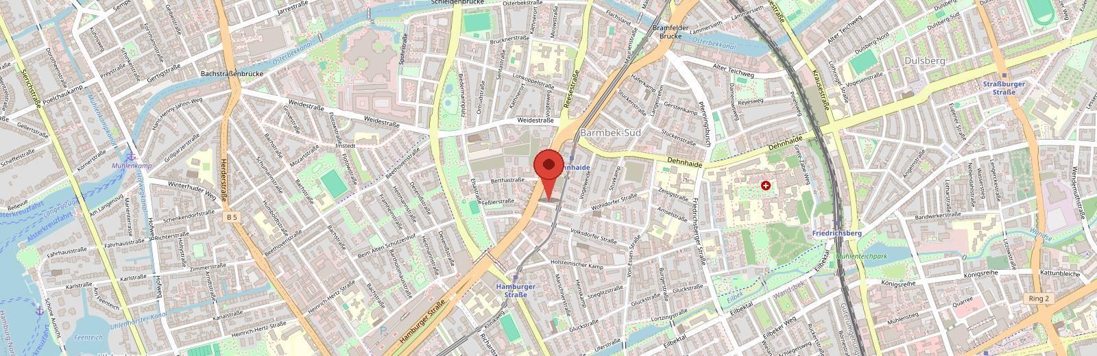 Kartenausschnitt: Standort Kfz Gutachter Hamburg – Ingenieurbüro Hunger, Hamburger Str. 182, 22083 Hamburg
