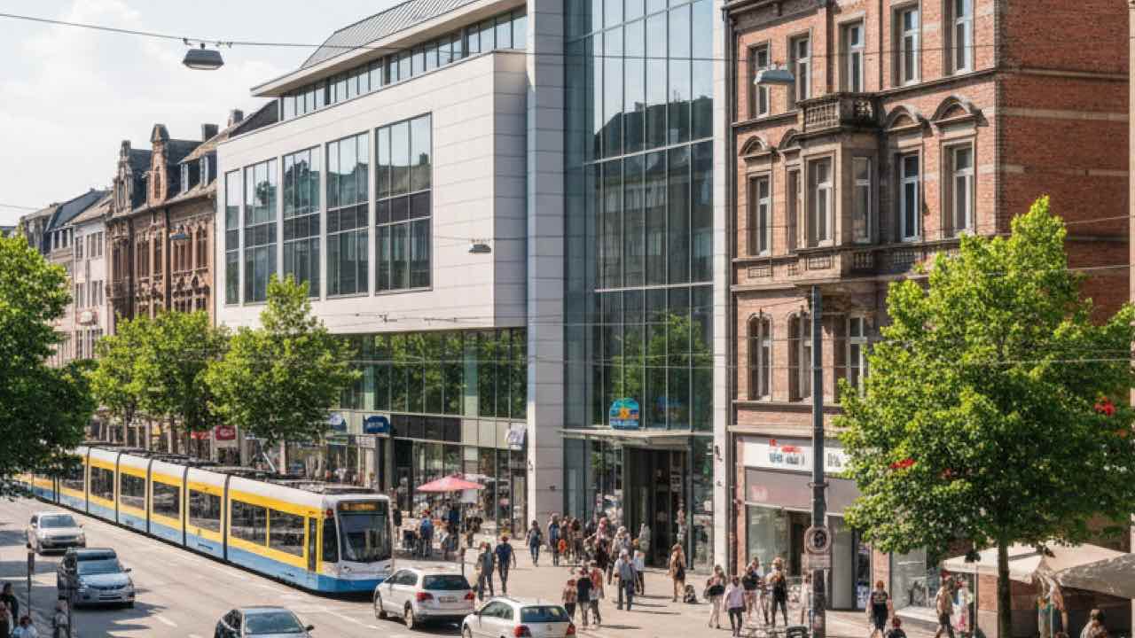 Köln-Kalk an der Kalker Hauptstraße mit Einkaufszentrum und Geschäften